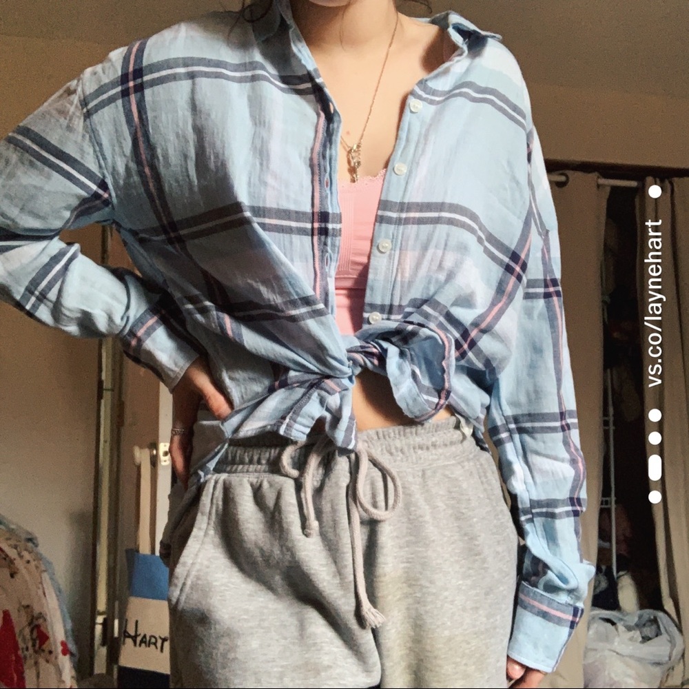 NWT baby blue and pink flannel